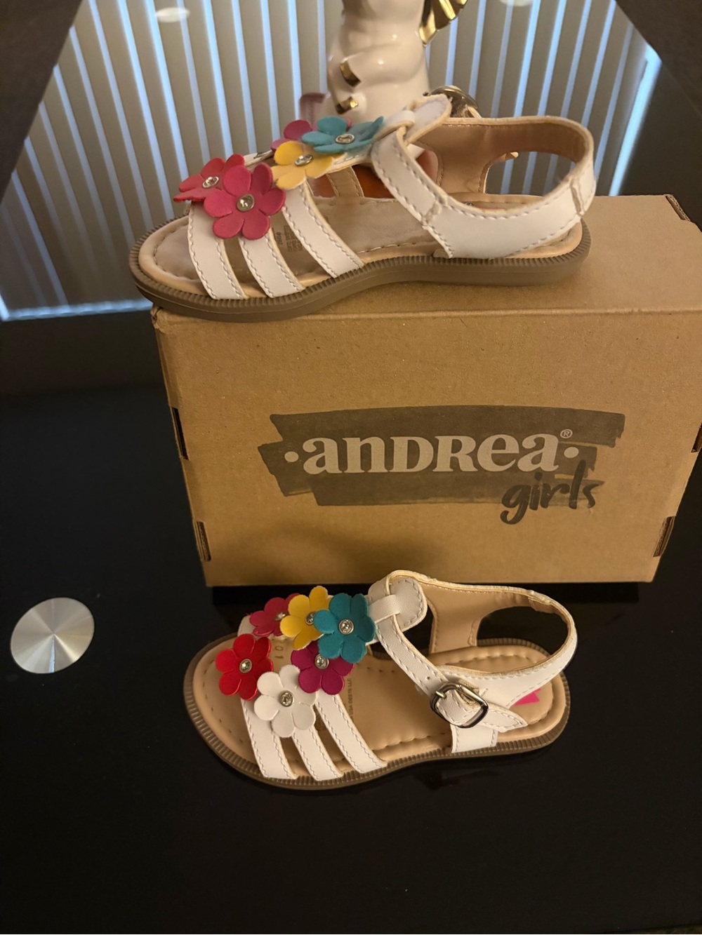 ANDREA FENZI White Kids Sandals with Multicolor Flower Accents